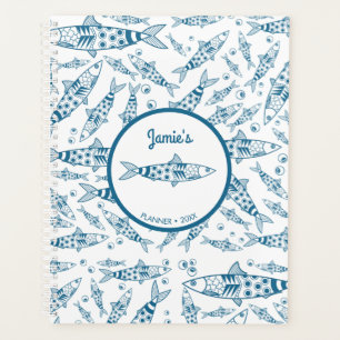Portuguese Lisbon Sardines Pattern Azulejos White Planner
