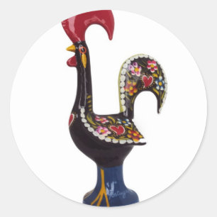 Portuguese Lucky Rooster Classic Round Sticker