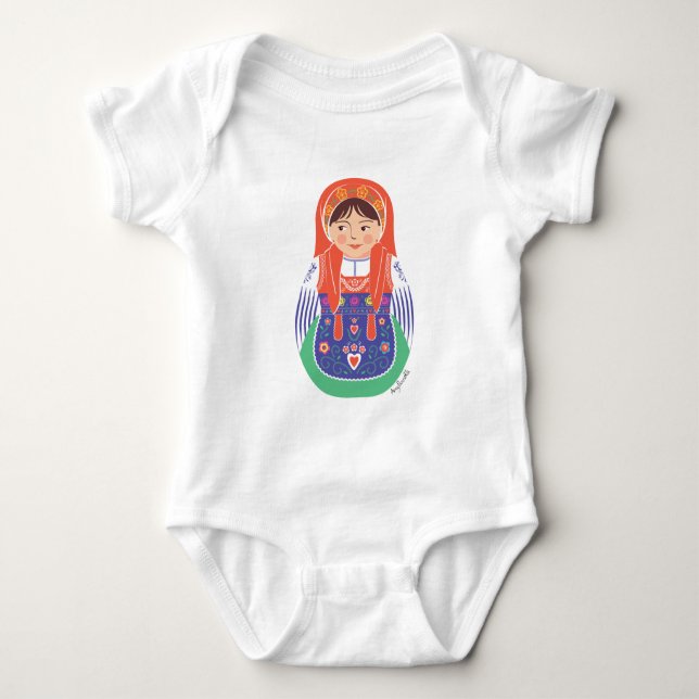Portuguese Matryoshka Baby Bodysuit (Front)