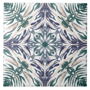Portuguese Mediterranean Blue Green Ceramic Tile
