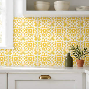 Portuguese Mediterranean Warm Yellow White 2 Ceramic Tile