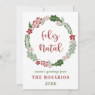Portuguese Merry Christmas, Custom Holiday Card