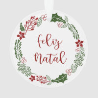 Portuguese Merry Christmas Wreath, Feliz Natal