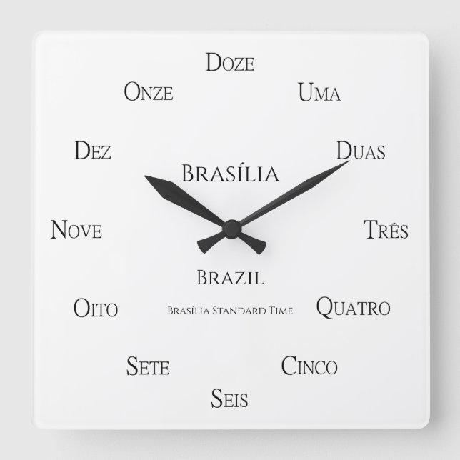 Portuguese Numbers Custom Location & Time Zone Square Wall Clock (Front)