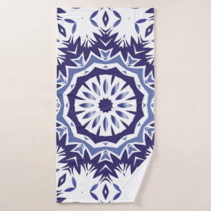 Portuguese ornamental azulejo ceramic. Minimal des Bath Towel