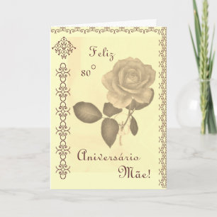 Portuguese: Parabéns mãe / Mum's 80th birthday Card