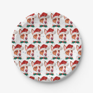 Portuguese Podengo Dog Breed Christmas Stars Paper Plate