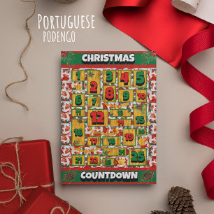 Portuguese Podengo Dog Countdown Christmas Advent Holiday Card