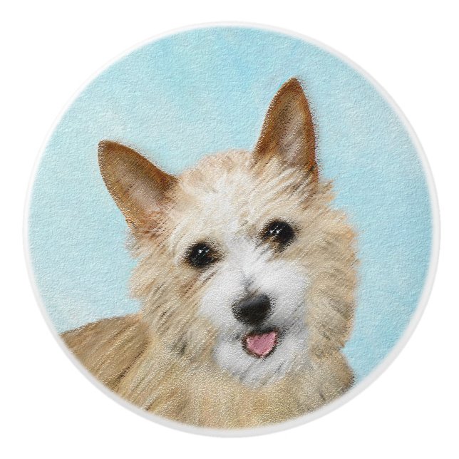 Portuguese Podengo Pequeno Painting - Original Art Ceramic Knob (Front)