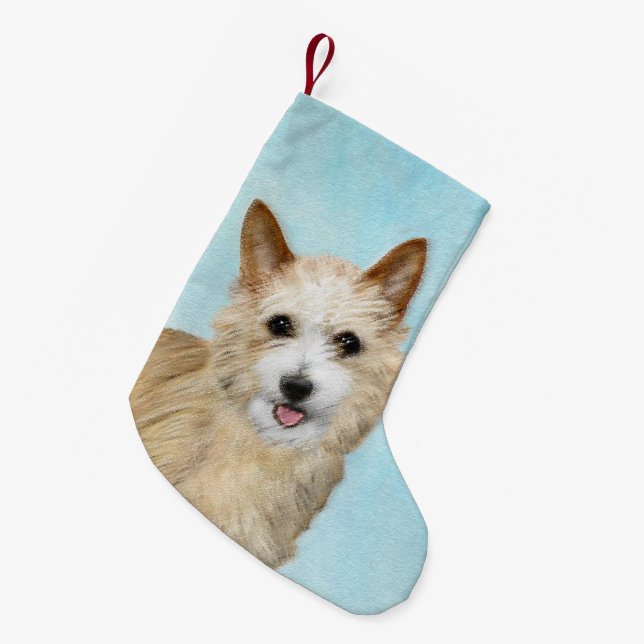 Portuguese Podengo Pequeno Painting - Original Art Small Christmas Stocking (Front (Hanging))