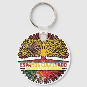 Portuguese Portugal Spain Spanish Tree Roots Flag Key Ring
