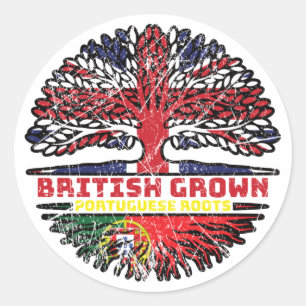 Portuguese Portugal Uk United Kingdom British Tree Classic Round Sticker
