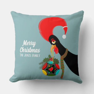 Portuguese Rooster and holly Christmas bauble Cushion