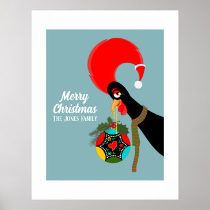 Portuguese Rooster and holly Christmas bauble Poster