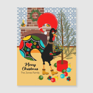 Portuguese Rooster and  lights of Christmas card