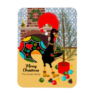Portuguese Rooster and lights of Christmas card Magnet