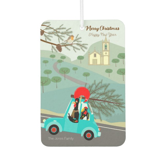  Portuguese Rooster Christmas festive ride Car Air Freshener (Front)