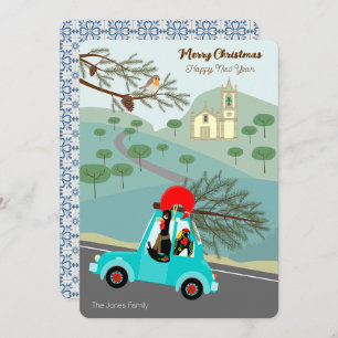 Portuguese Rooster Christmas festive ride Card