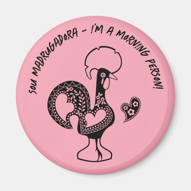 Portuguese Rooster Early Riser Modern Silhouette Magnet (Front)