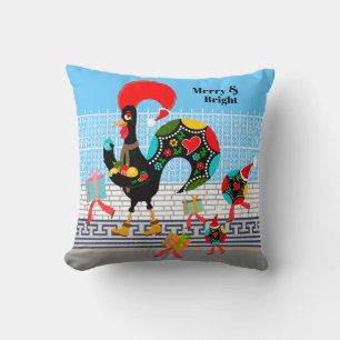 Portuguese Rooster Festive Christmas Parade Cushion