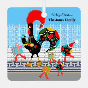 Portuguese Rooster Festive Christmas Parade Metal Tree Decoration