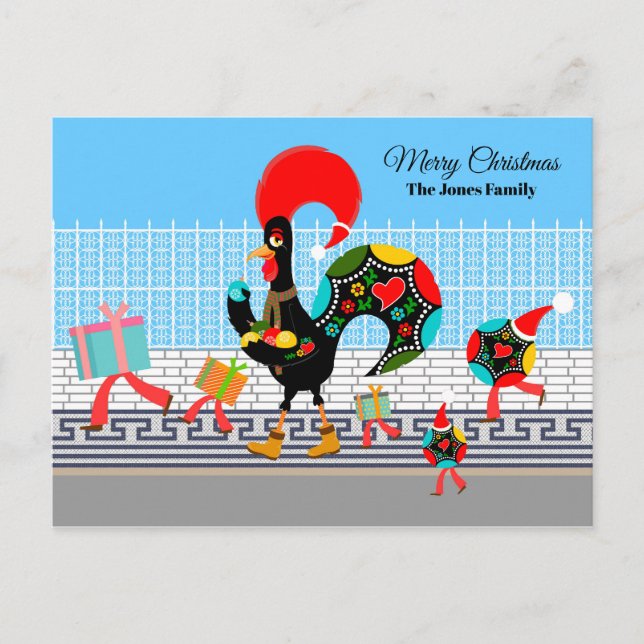 Portuguese Rooster Gifts and Baubles Parade Postcard (Front)