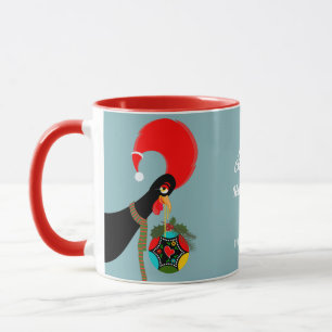 Portuguese Rooster holly Christmas Bauble Mug