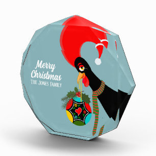 Portuguese Rooster Holly Christmas bauble Photo Block