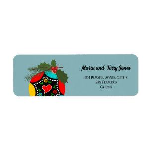 Portuguese Rooster holly Christmas Bauble Return Address Label