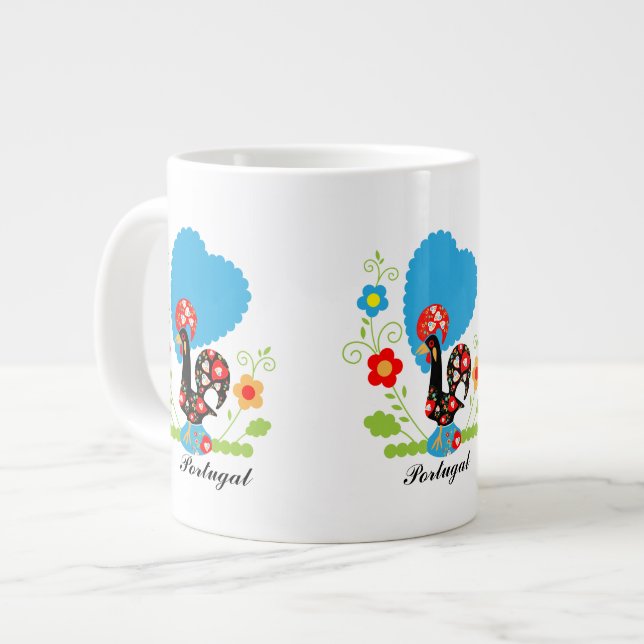 Portuguese Rooster Large Coffee Mug (Front Left)