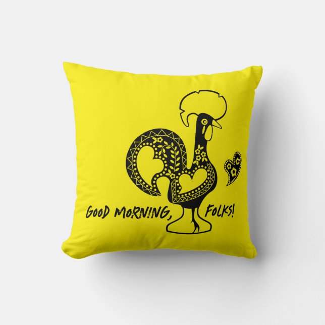 Portuguese Rooster Modern Silhouette Cushion (Front)