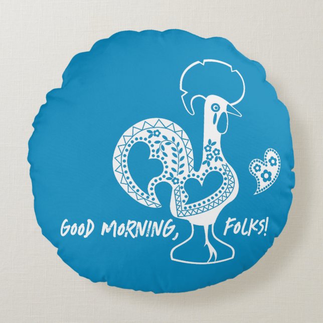 Portuguese Rooster Modern Silhouette Round Cushion (Front)