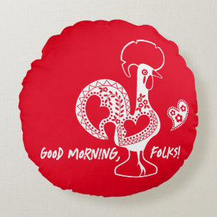 Portuguese Rooster Modern Silhouette Round Cushion