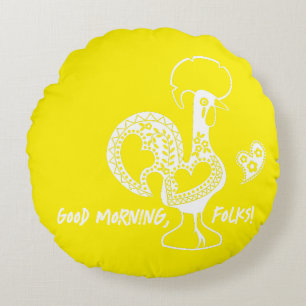 Portuguese Rooster Modern Silhouette Round Cushion