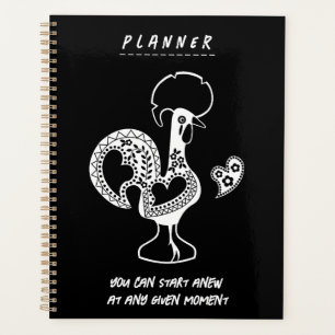 Portuguese Rooster Modern Silhouette with quote Planner