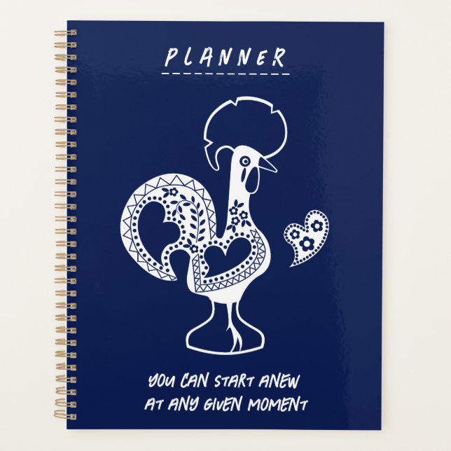  Portuguese Rooster Modern Silhouette with quote Planner (Front)
