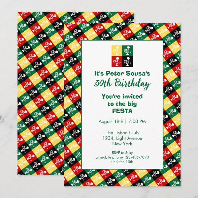 Portuguese Rooster of Barcelos Birthday  Party Invitation (Front/Back)