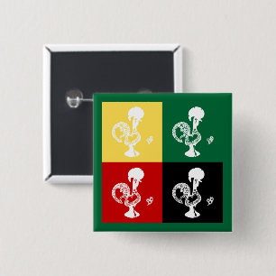 Portuguese Rooster of Barcelos colourful pattern 15 Cm Square Badge