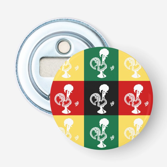 Portuguese Rooster of Barcelos colourful pattern Bottle Opener (Front)
