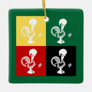 Portuguese Rooster of Barcelos colourful pattern Ceramic Ornament