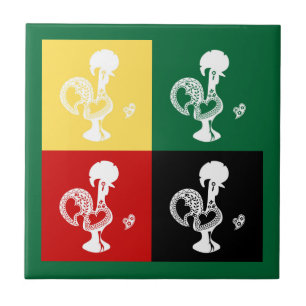 Portuguese Rooster of Barcelos colourful pattern Ceramic Tile