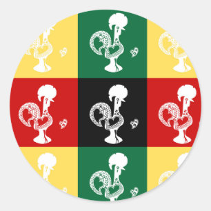 Portuguese Rooster of Barcelos colourful pattern Classic Round Sticker