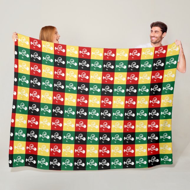 Portuguese Rooster of Barcelos colourful pattern Fleece Blanket (In Situ)