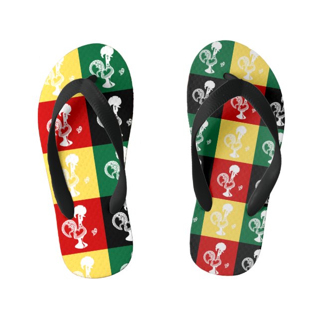 Portuguese Rooster of Barcelos colourful pattern Kid's Thongs (Footbed)
