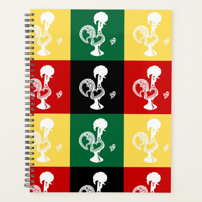 Portuguese Rooster of Barcelos colourful pattern Planner (Front)