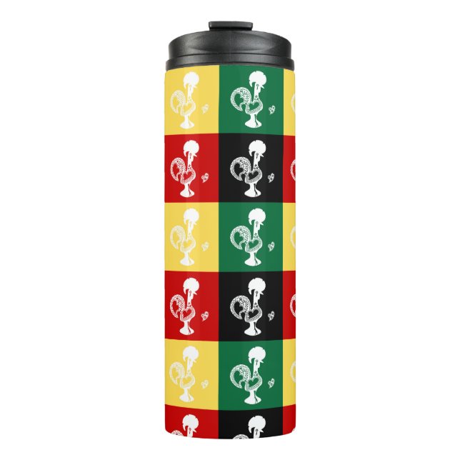 Portuguese Rooster of Barcelos colourful pattern Thermal Tumbler (Front)