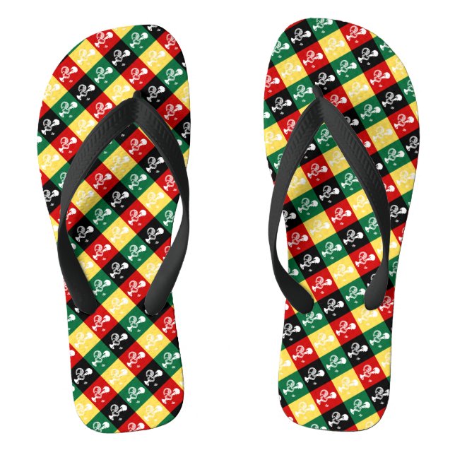 Portuguese Rooster of Barcelos colourful pattern Thongs (Footbed)