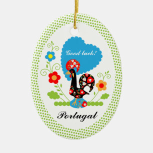 Portuguese Rooster of Luck Ceramic Ornament