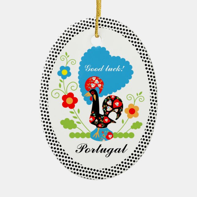 Portuguese Rooster of Luck Ceramic Tree Decoration (Front)