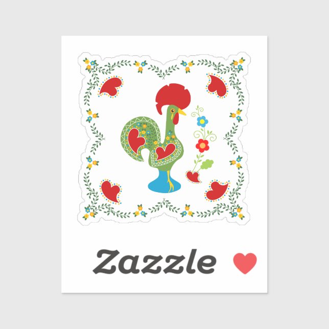 Portuguese Rooster of Luck in green colour (Sheet)